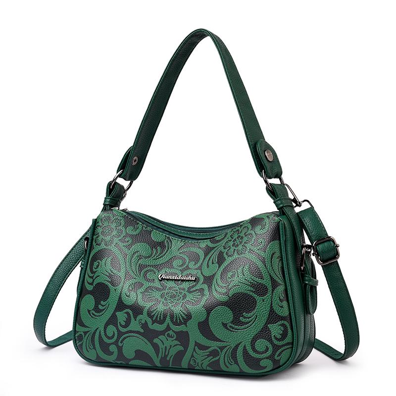 Elegante Borsa a Spalla in Ecopelle con Motivo Floreale per Donna Borsa a Tracolla Ispirata al Vintage