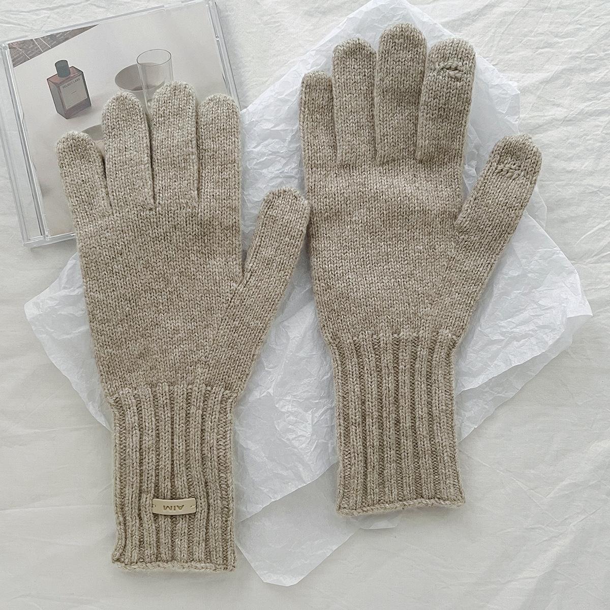 

Autumn and Winter Solid Color Wool Warm Gloves Can Leak Finger Touch Screen To Play with Mobile Phone Knitted Wool Gloves for Women