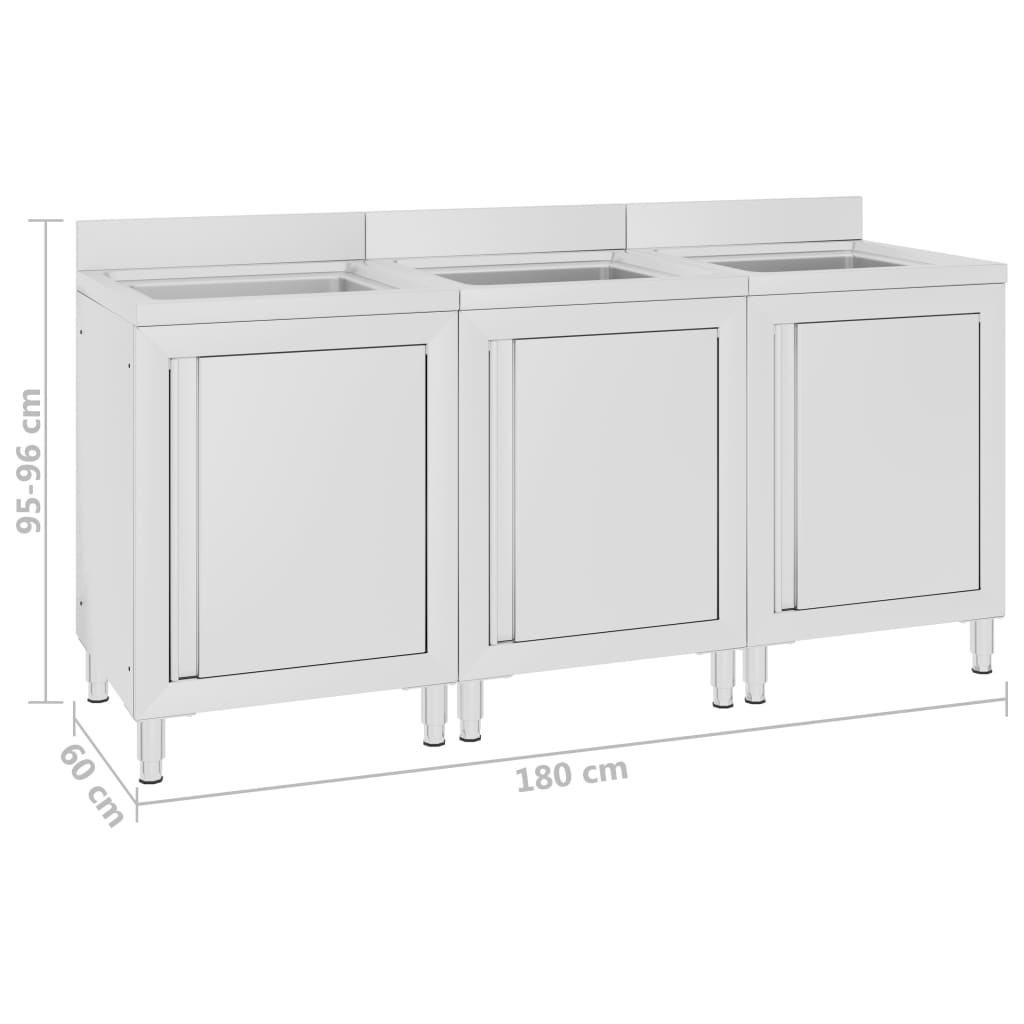 Stainless Steel Sink Base Cabinets Set 2 pcs
