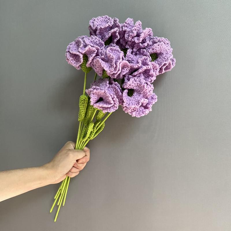 43cm Weaving Carnation Bouquet Handmade Crochet Wool Carnation Flower