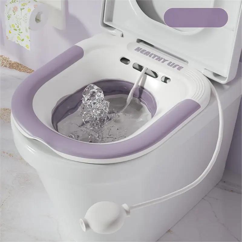 Foldable Toilet Sitz Bath Soaking Basin Ergonomic Design Portable for Pregnant Women and Hemorrhoid Patient Treatment Care