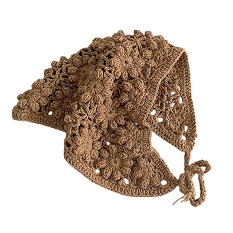 Verstellbares, gestricktes Baby-Kopftuch mit zartem Lochmuster, bequeme Kopfbedeckung, Haarschmuck für Babys und Kinder