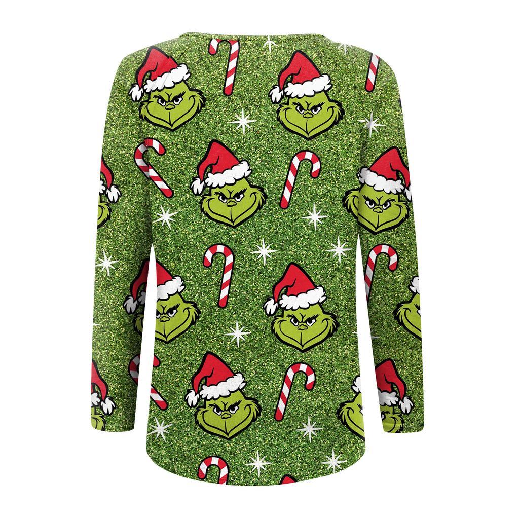 Women's Fashion Loose Raglan Sleeve T-Shirt With Christmas Print Casual Top