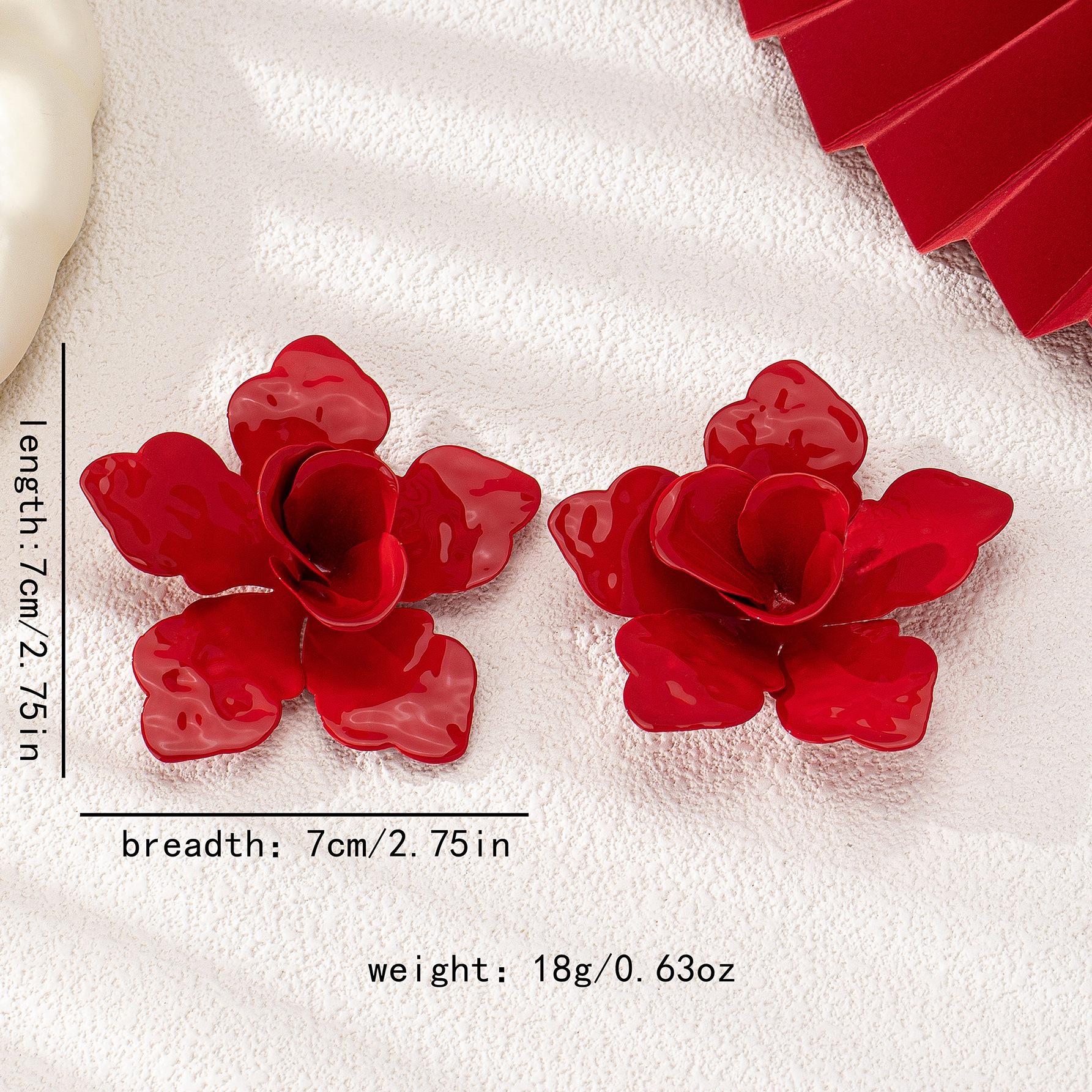 

Ретро Большие Серьги с Красными Цветами - Идеально для Вечеринок