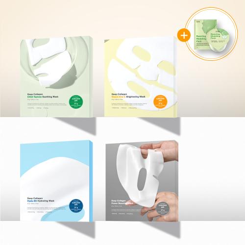 High-Concentration Deep Collagen Mask Pack (4 Sheets) (Elasticity/Whitening/Moisture/Soothing) (+Free Modeling Pack) (Elasticity Lifting) Power Boosting