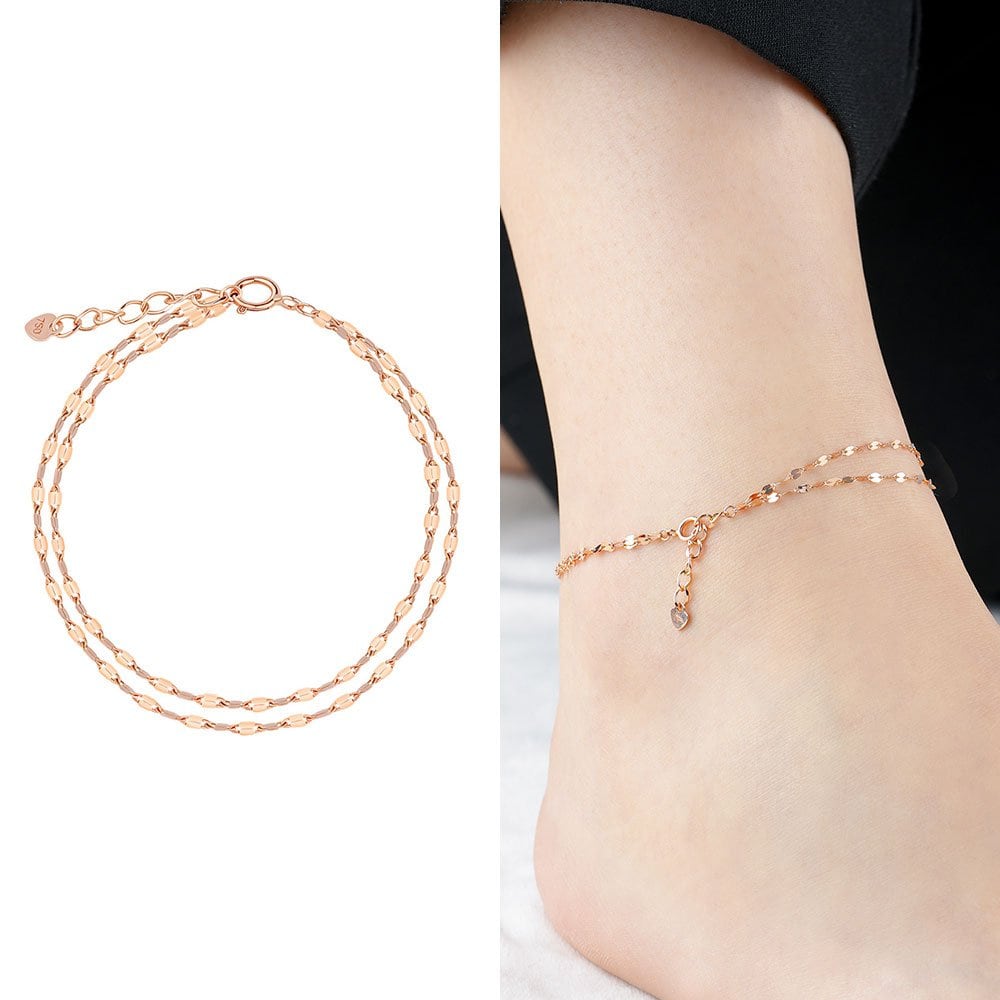 14K Gold Bracelet, 2-Row Chain