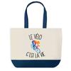 Tote Bag - PLANETEE - Cycling Is Life - Blue Background - Cotton 40x45 Cm - Large Size