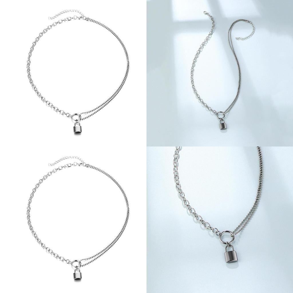 Stylish Alloy Lock Pendant Choker Necklace For Women Featuring Trendy Geometric Style