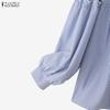 ZANZEA Women Casual Round Neck Loose Long Sleeve Stripe Blouse