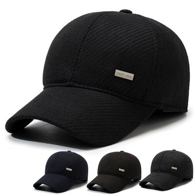 Autumn Winter Woolen Cap Ear Protection Middle-Aged and Old Cotton Cap Men's Baseball Cap Dad Warm Cap