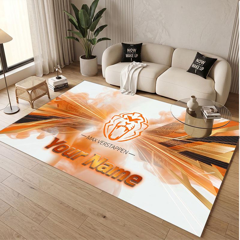 Tappeto Personalizzato Modello Max Verstappen Stampa Nome Testo Morbido Antiscivolo Tappeto per Pavimento per Decorazione Interna Casa