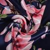 BYSIFA|Navy Blue Pink Silk Square Scarf Printed Women Brand Satin Scarves Shawls China Style Peach Blossom Design Head Scarf