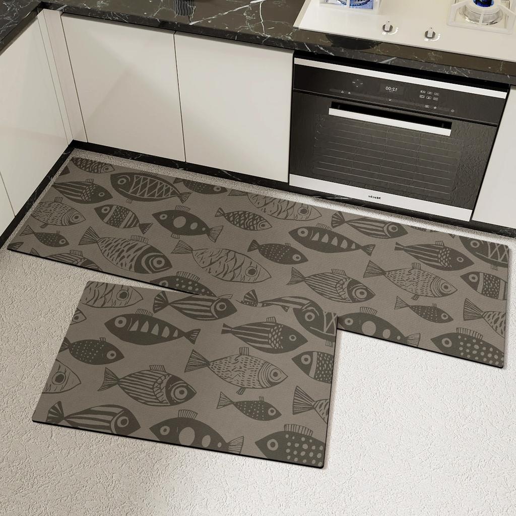 Kitchen Carpet Non-slip Waterproof Oil-proof Kitchen Rug Long Strip Runner Kitchen Mat PVC Leather Washable Rugs Home Decoration