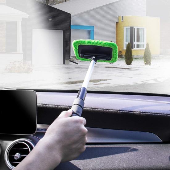 Extendable Car Windshield Cleaner Microfiber Pads Microfiber Cleaning Brush Rotating Head with 4 Windshield Cleaning Kit