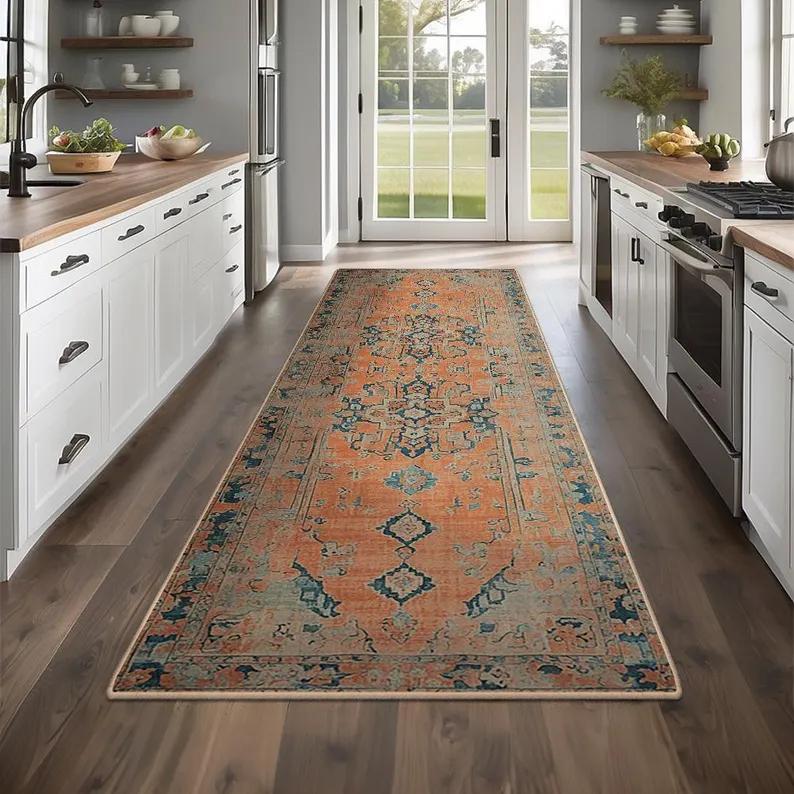 Non-slip Kitchen Rug Runner Rug Laundry Mat Hallway Entryway Machine Washable with Low Pile Safe for Pets and Children Fashion