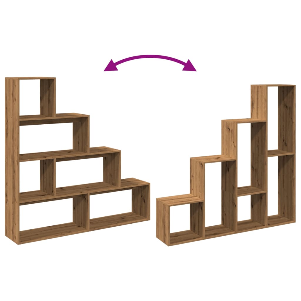 Room Divider Bookshelf 4 Tier Artisan Oak Design 143.5 X 29 X 143.5 Cm