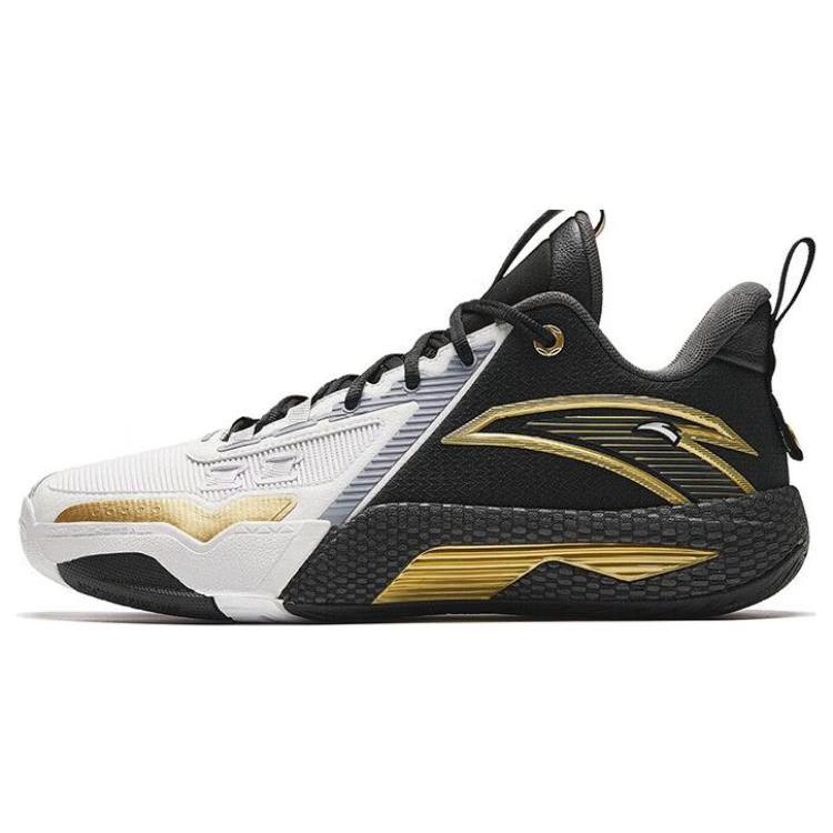 

Anta Speed Battle 5 Cushioning, Wear Resistant Mid top Basketball Shoes Men s Black White 112341113-1 44.5