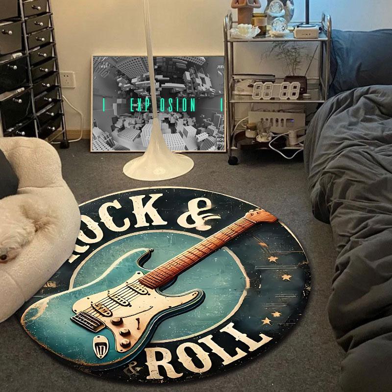 Decorative Round Mandala Multicolor Area Rug, Non-Slip Floor Mat for Bedroom