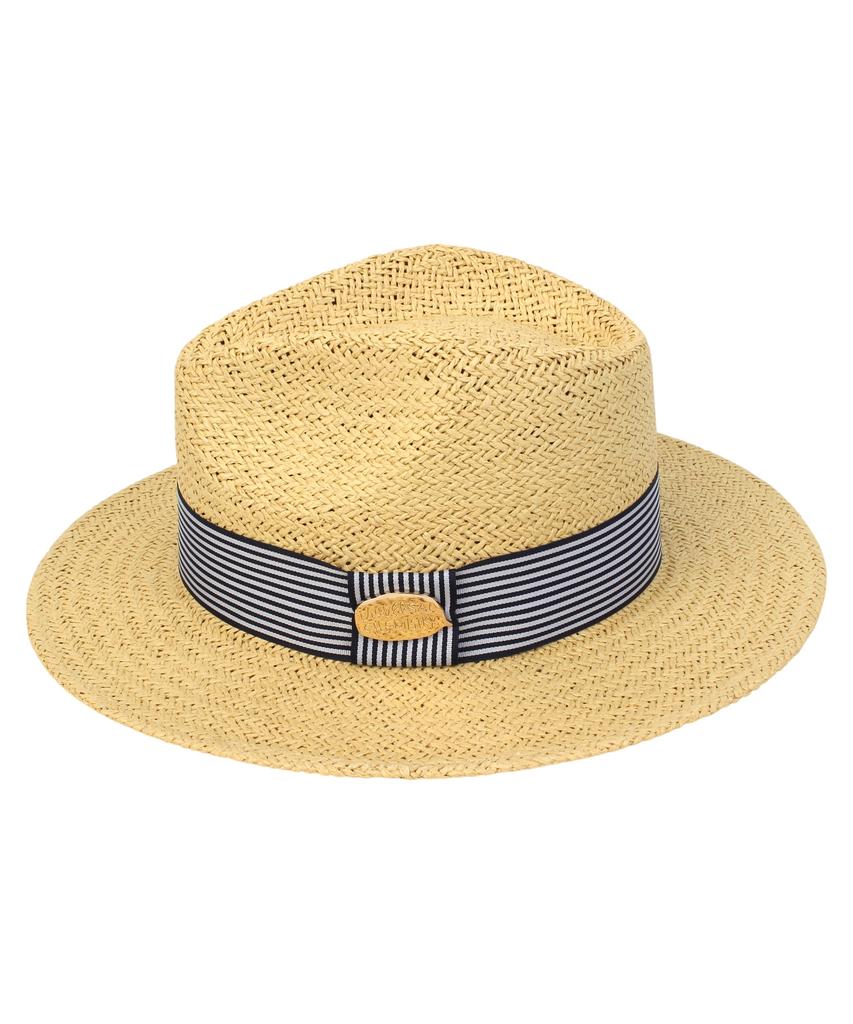 Yunibeosyeolkemiseuteuli Stripe Line Summer Beige Fedora - Big Size Summer Fedora