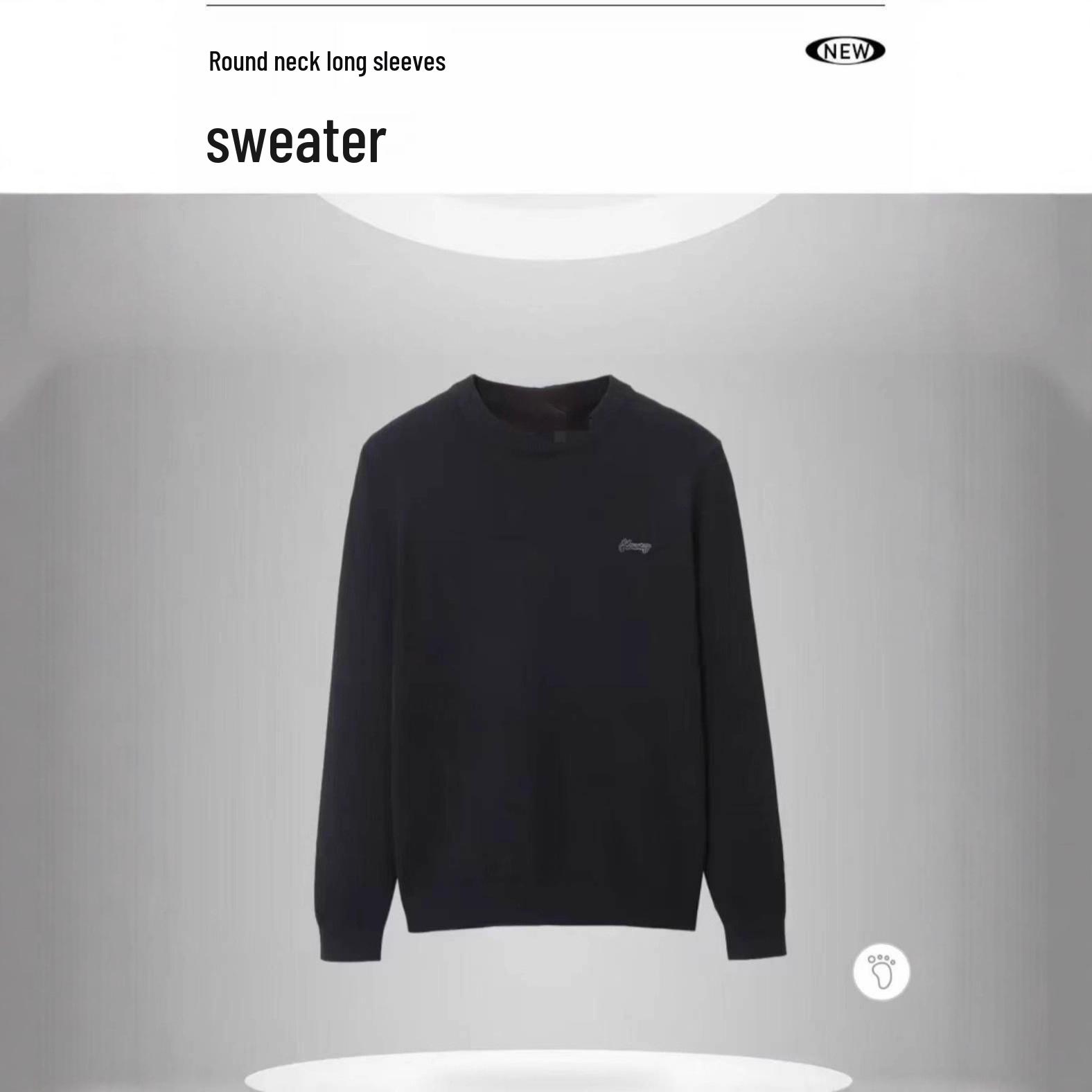 

Мужской осенний деловой кэжуал однотонный трикотаж - Универсальный и теплый 165 чёрный