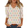 Top Casual Moderno Sexy Cómodo de Mujer con Escote en V Estampado y Mangas de Tres Cuartos