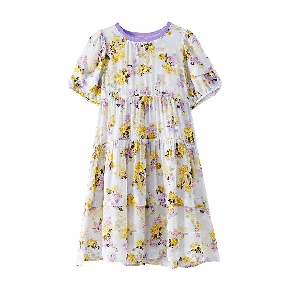 

78068 Женское летнее платье - Шелковый шелк с цветочным принтом в больших и маленьких размерах на 2025 год Extra Large (XL) цветочный