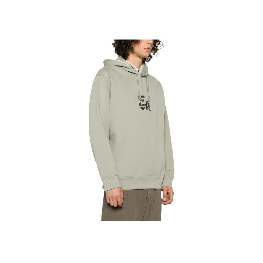Emporio Armani Letter Print Loose Fit Hooded Long Sleeve Sweatshirt Men sweatshirt Green 6R1ME5-1JHSZ-05B8