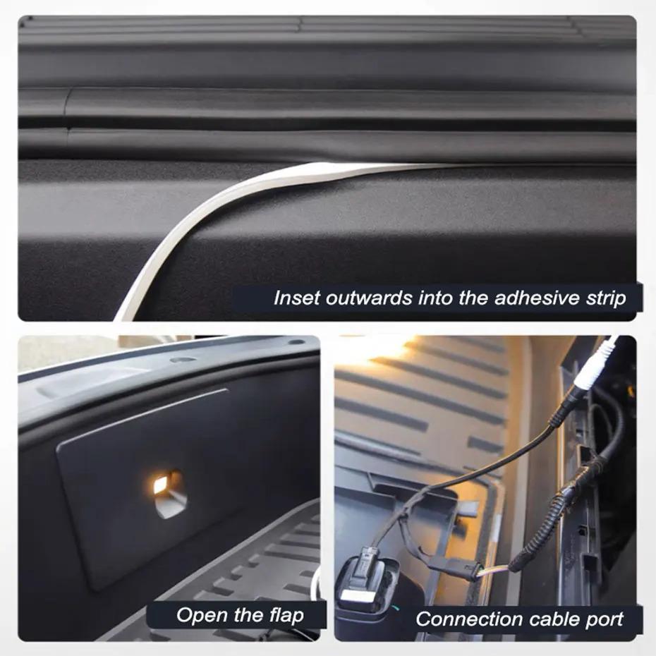 Car Trunk LED Light Strip 157.48in Multicolor Ambient Lighting Easy Installation Battery-Free