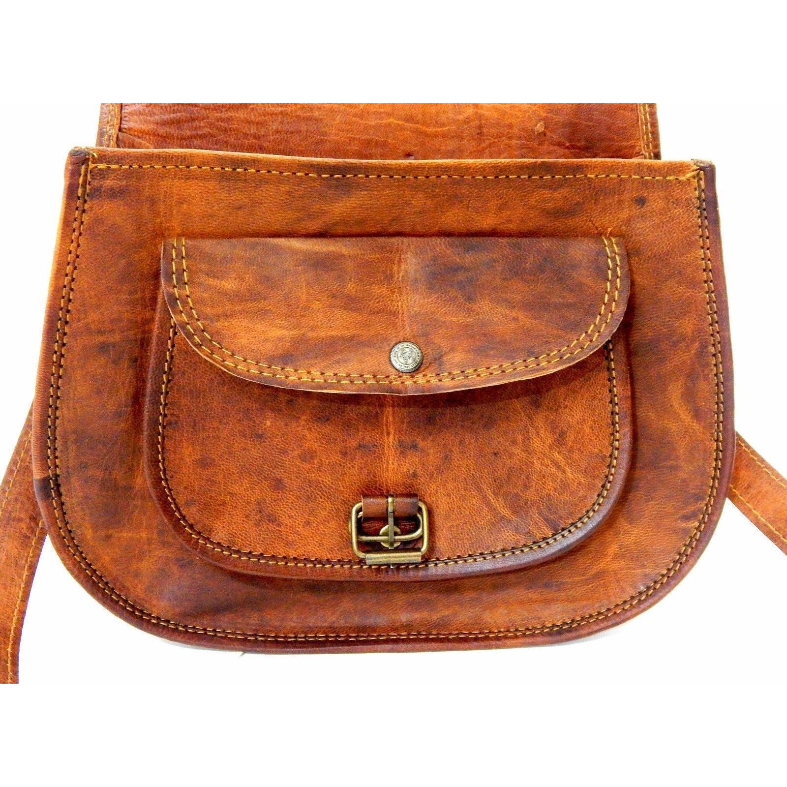 Женская винтажная кожаная сумка-портфель ручной работы через плечо в стиле хиппи 7 x 9 — фото 5