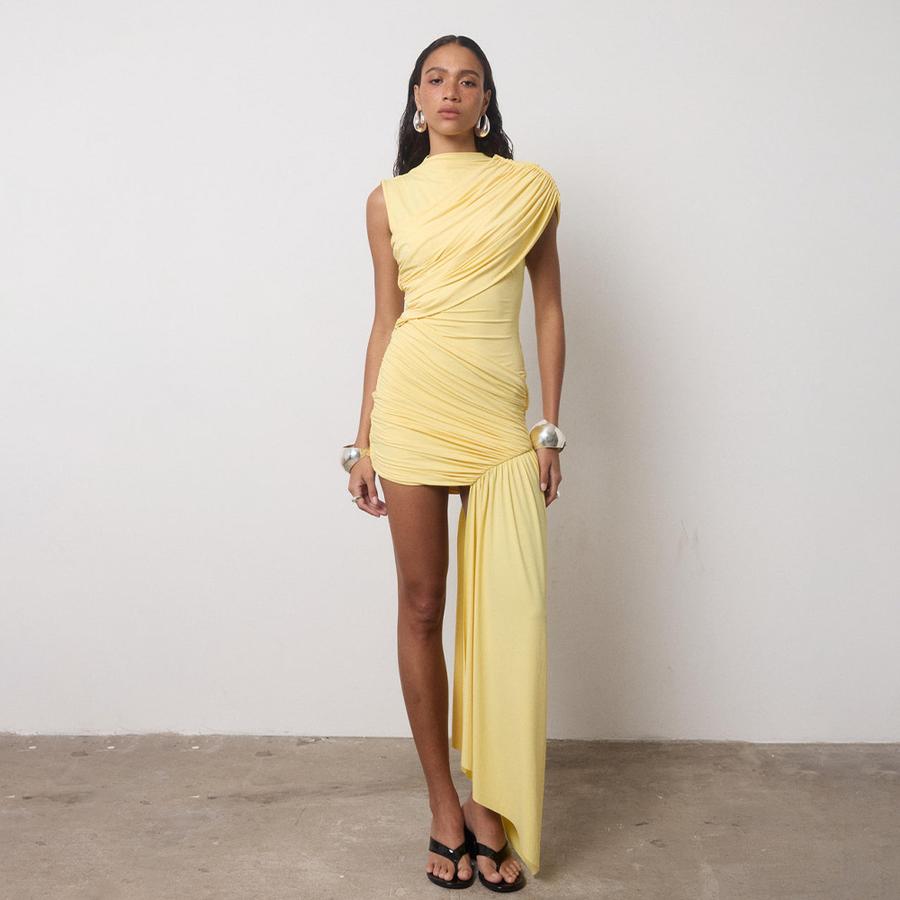 Letní nový styl Sexy dámské bodycon šaty s asymetrickými volánky