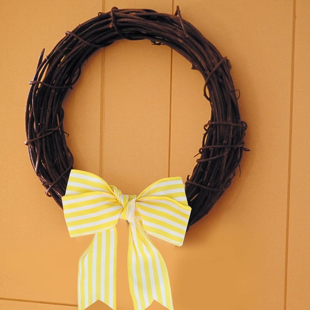 Festival Bee Delightful Yellow Checkered And Striped Burlap Ribbon For Festive Gift Wrapping And Arrangements Decorative