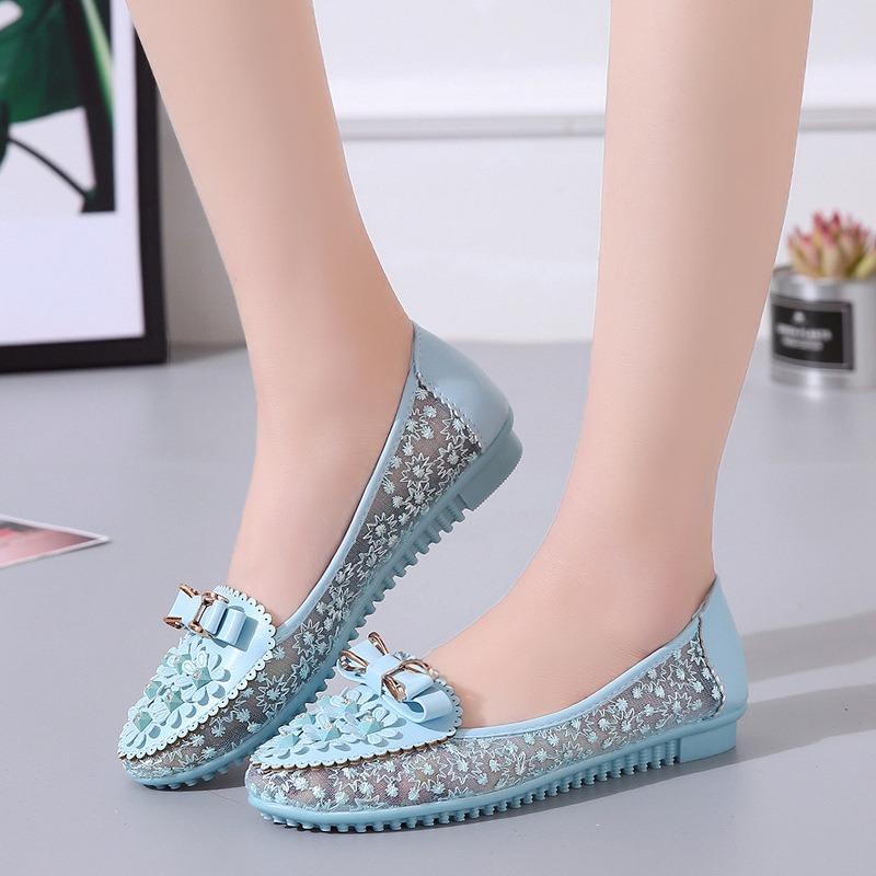 Summer Breathable Solid Color Vulcanized Shoes Floral Embroidery Bowknot Loafers Women Non-slip Flower Sneakers Chaussure Femmes