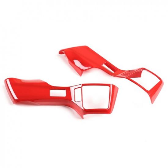 ABS Red Steering Wheel Part Cover Trim Accessories For Toyot-a Tundra 2014-