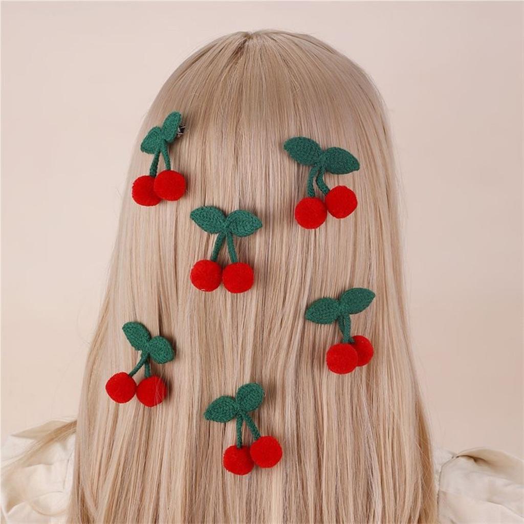 2Pcs Elegant Plush Cherry Hair Clip For Women Nonslip Barrettes Fashion Hairpin For Daily Use And Special Occasion