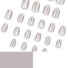Autumn and winter senior gray cat eye wearing nail simple solid color short round manicure fake nail bow wearing nail piece