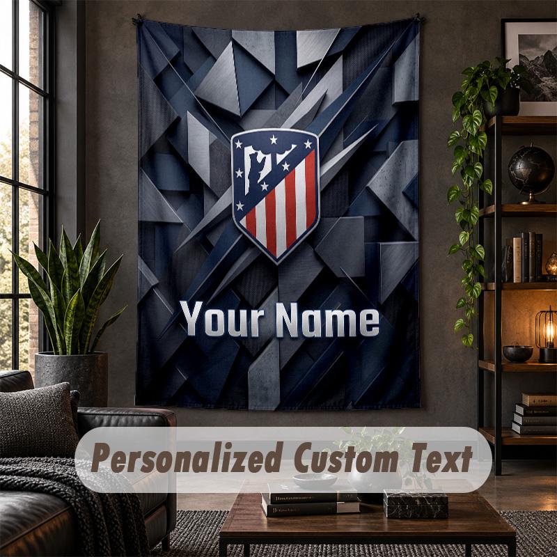 Tapiserie de perete Imprimeu Atletico Madrid Text cu Nume Personalizat Agățătoare de perete Decor pentru casă