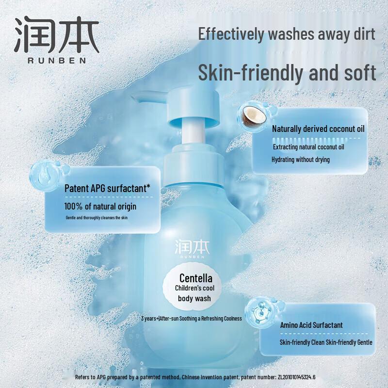 RUNBEN Kids Centella Asiatica Cooling Shower Gel 350ml X2