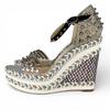 Pristine Christian Louboutin Sandals spike stud wedge sole Silver beige 35 Used