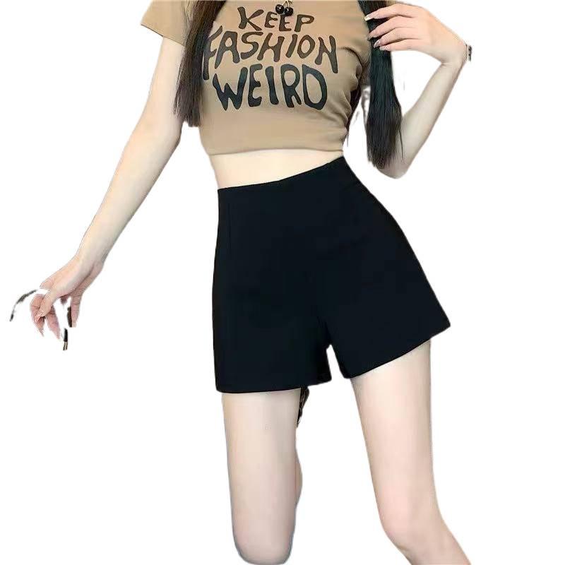 Black High-Waist Slimming A-Line Hotpants for Women