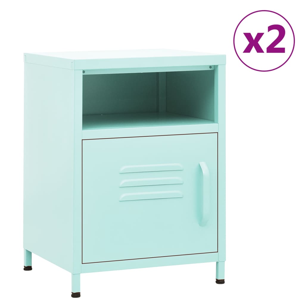 Nightstands 2 pcs Mint Green 35 x 35 x 51 cm Steel