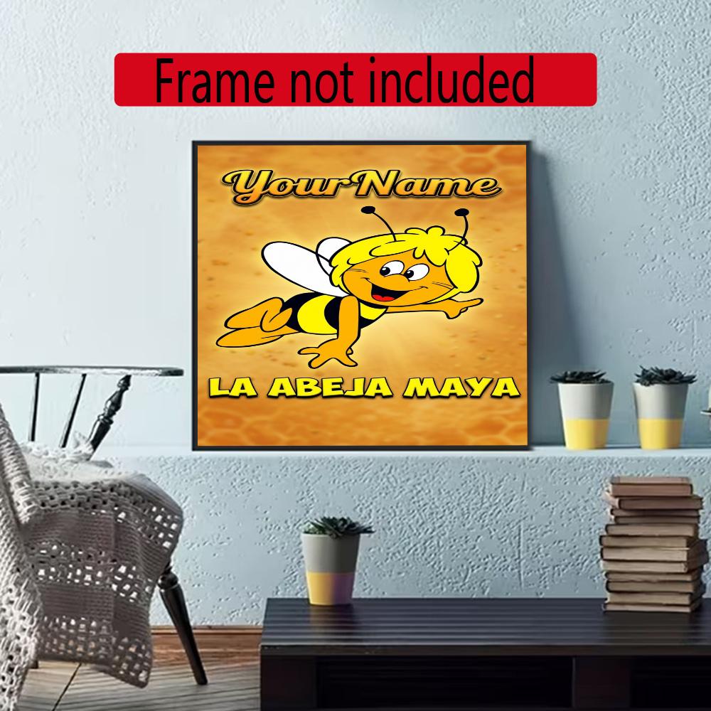 Biene Maja Customize Your Name Diamond Painting Round Diamond Diy Frameless Holiday Artwork Suitable For Home Office Wall Decoration