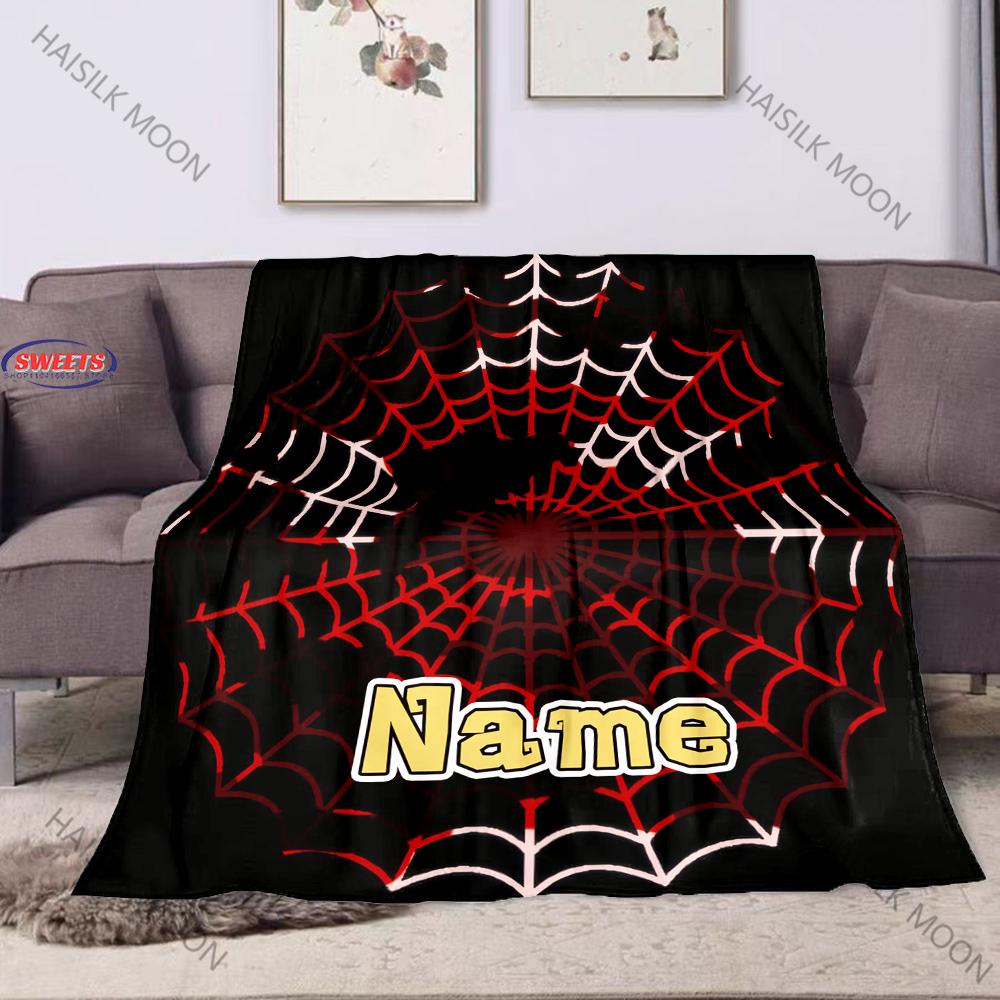 Personalized Name Custom Simulation Spider Web Print Blanket Home Travel Sofa Bedding Cover Blanket Christmas Gift for Friends