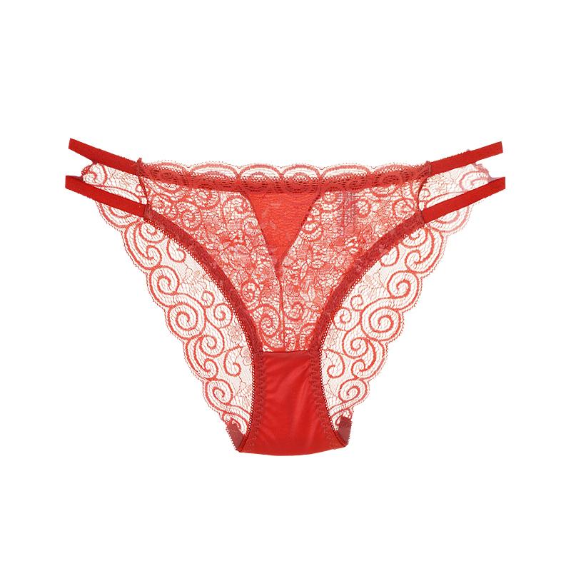 

Women s Sexy Low-Waist Lace Hollow Triangle Panties Soft Cotton Crotch Soft Stretchy Underwear XL красный