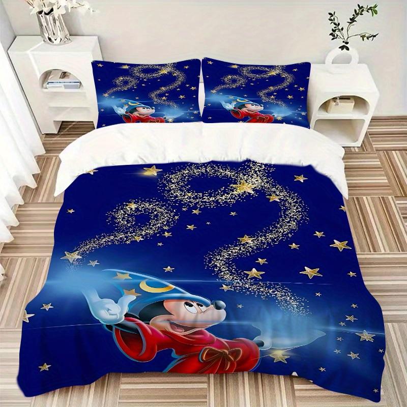 3pcs Mickey Mouse Printed Bedding Set, Breathable And Soft, Machine Washable, Christmas Gift Birthday Gift, Bedroom Decoration