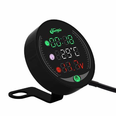 FMTMORFM05 Motorcycle Multimeter, Voltmeter, , Clock, Stopwatch, USB Charging Port, 5 In 1 Small,