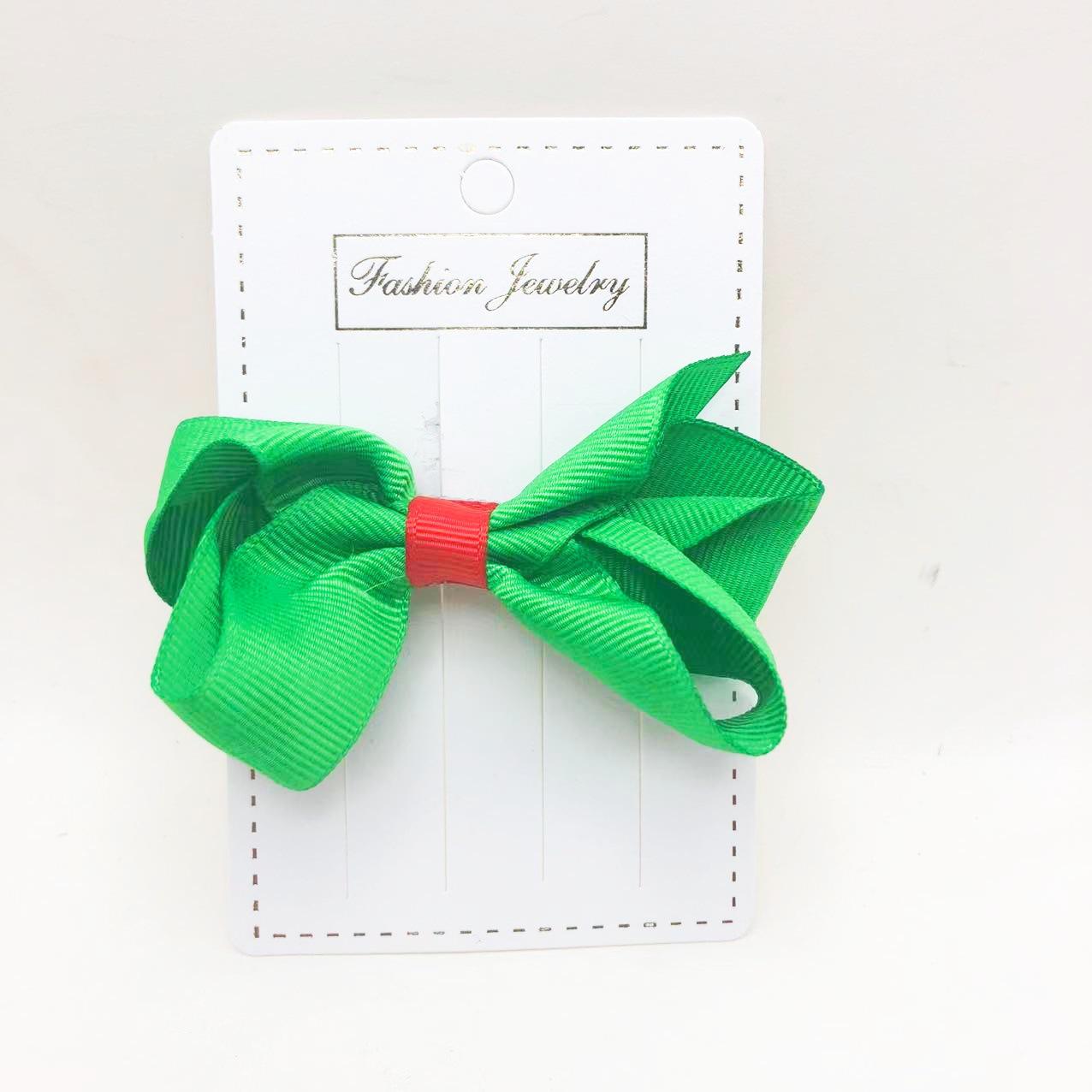 

Green Threaded Bow Hair Clip - Party & Festival Gift, 3D Four-Ear Design, Flyaway Hair Accessory for Girls