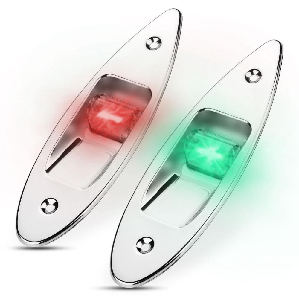 12V Voltage Boat Side Light Flush Mount Marine Signal Light Bright LED Bow Light for Sailboat