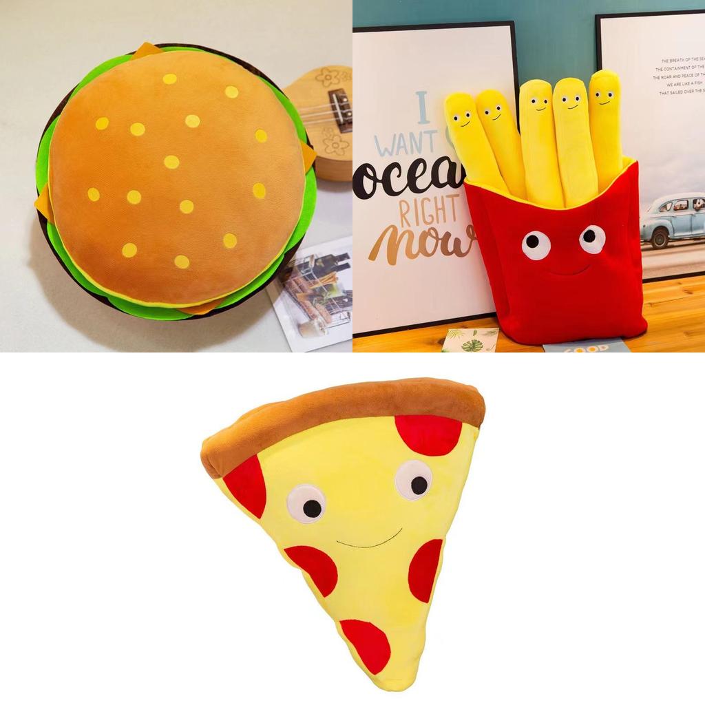 Soft Plush Burger Pillow Pizza Plush Toy Fries Stuffed Doll Perfect Birthday Gift For Kids