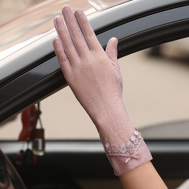 Spring and Summer Sun Protection Gloves Lace Light and Breathable Touch Screen Gloves for Women Driving Breathable Outdoor Sunshade Cycling Gloves