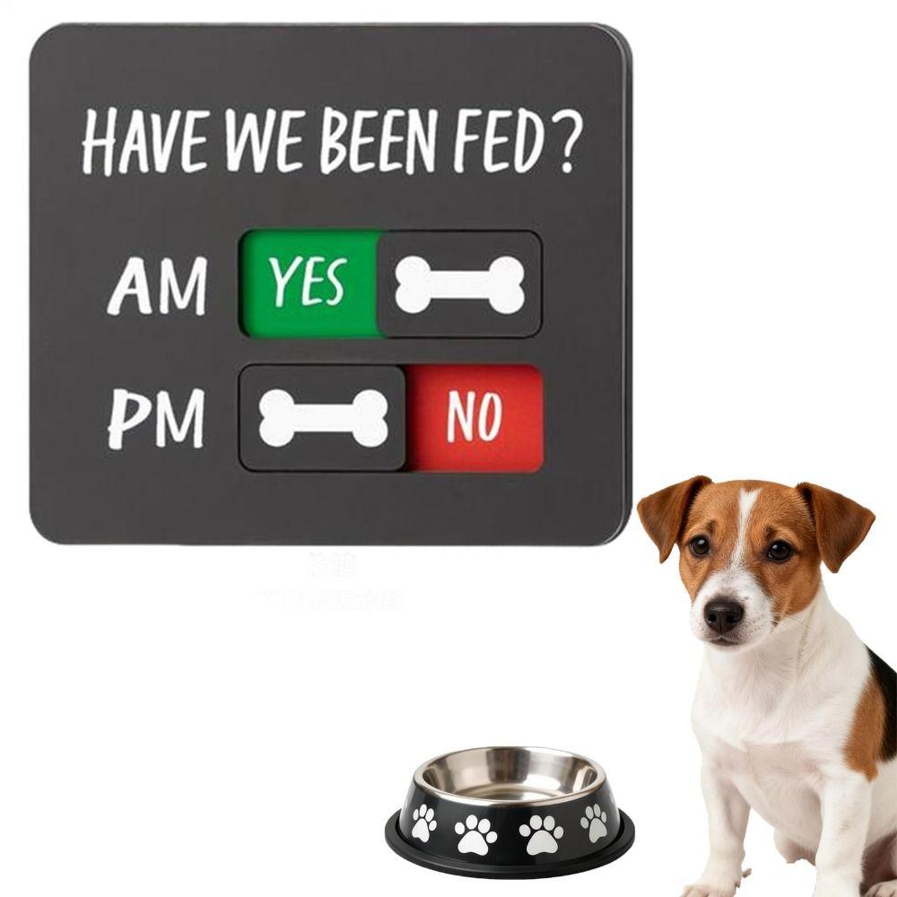 Magnet Included Pet Feeding Reminder Sign Yes No Option Acrylic Material Pet Feed Tracker Slider Design AM PM Indicator